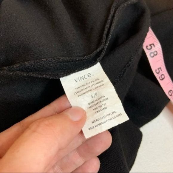 VINCE RIBBED KNIT PENCIL ROUND NECK SLEEVELESS MIDI KNEE LENGTH DRESS BLACK S - Picture 7 of 9